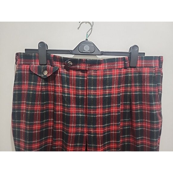 NWOT Golf Red Plaid HUNTINGTON Scotlandish Pattern Dress Pants Wool 40 X28 Santa - Picture 2 of 9